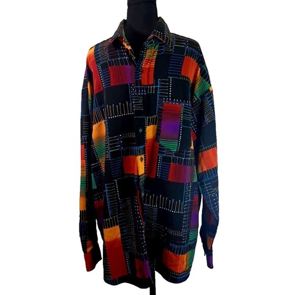 NWOT Vtg 80s Men's Panhandle Slim Colorful Western Button Down Shirt XL 17-17.5 - Picture 1 of 15